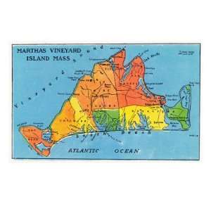  Massachusetts, Map of Entire Marthas Vineyard Island 
