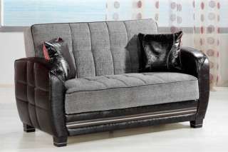 Modern Grey & Black Two Tone Living Room with Storage Sleeper Sofa