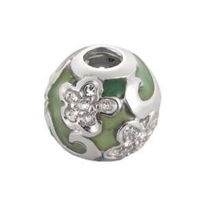 Italian Swarovski Crystal and Glass Bead Cathedral Green Flower Charm 