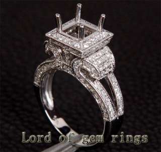 Princess Cut 14K Gold .85CT Diamond Ring Settings 6.39g  