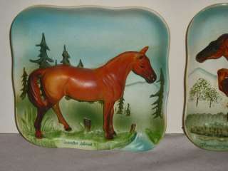 Vintage Napco 3D Horse Wall Plaques Thoroughbred & Quarter  