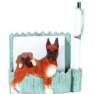    Brindle Boxer and Pup Magnetic Note Holder