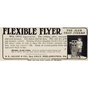 1907 Vintage Original Print Ad Flexible Flyer Sled NICE 