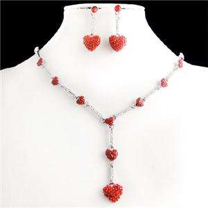 Sexy Love Heart Earring Necklace Set Red Swarovski Crystal  