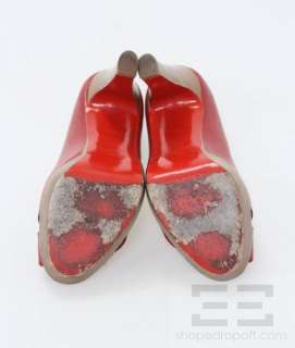 Christian Louboutin Red Leather Miss Marple Wood Platform Heels Size 