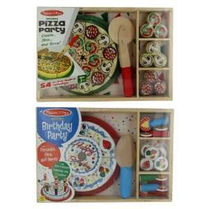    Wooden Pretend Play Pizza & Birthday Party Set: Toys & Games