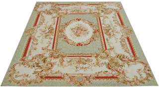   Green Chic Handmade French Living Home Decor Aubusson Area Rug  