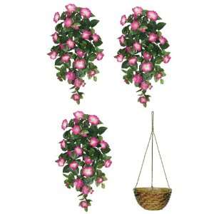  Three 32 Artificial Petunia Hanging Flower Bushes, with 
