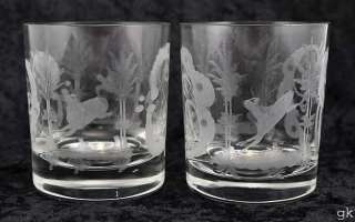 Lovely Scotch/Whiskey Glasses Elk/Gamebird Design  