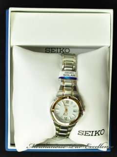   Box WOMENS Seiko SUT022 Dress Stainless 2 Tone Watch Date SOLAR $250