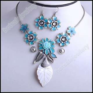 wholesale 4set Natural Shell Flower Necklace Earrings  