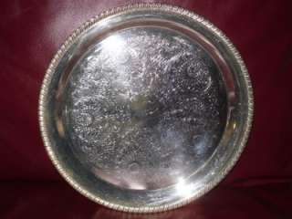 Vintage Leonard Silver plate Floral Relief Tray Platter  