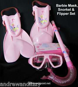 Barbie Childrens Swimming Mask & Snorkel Flippers Girls  