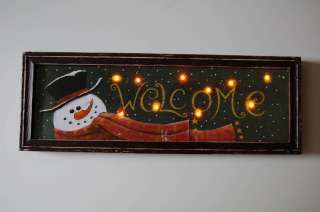 SNOWMAN LIGHTED CHRISTMAS WALL ART   WELCOME  