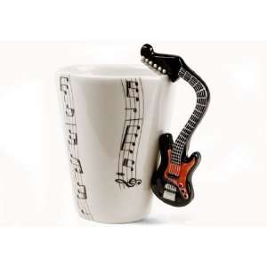    Guitar Black / Red Handmade Coffee Mug (10cm x 8cm)