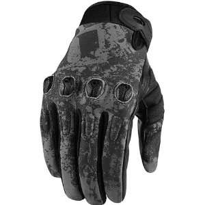  Icon Sub Motorcycle Gloves w/Armor Etched Grey MD 