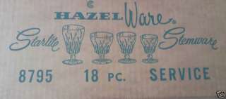 VINTAGE HAZEL WARE GLASS STARLITE STEMWARE SET 18 NEW  