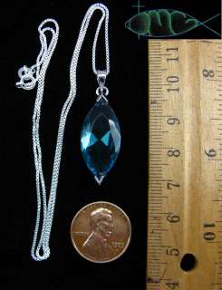Sterling Silver X Large Aquamarine Marquise Pendant Necklace