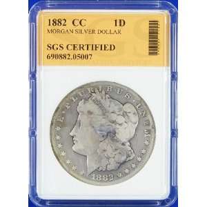  1882 CC Morgan Silver Dollar SGS Certified Authentic 