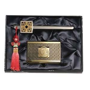  Silver J Gift set of business card holder and letter 