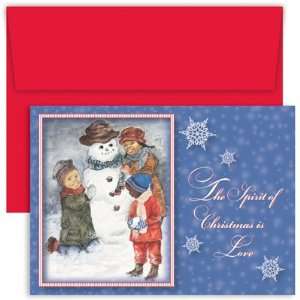 Snowman and Outdoor Fun Boxed Christmas Cards & Envelopes 