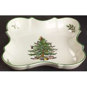 Spode Christmas Tree Green Trim 9 Devonia Tray, Fine China Dinnerware