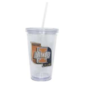   Fighting Illini Double Wall Tumbler with Straw