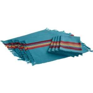  DII Fiesta Fringe Placemat Table Linen, Aztec Blue Stripe 