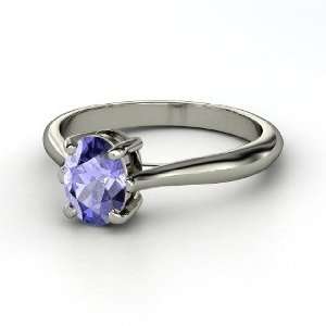  Oval Solitaire Ring, Oval Tanzanite Sterling Silver Ring Jewelry