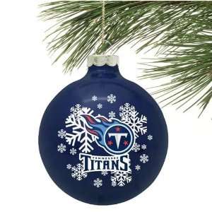  Tennessee Titans Navy Blue Snowflake Glass Ornament 