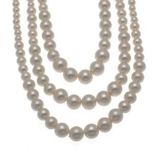  Valentia 3 Strand White Pearl Necklace Jewelry