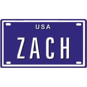 ZACH USA MINI METAL EMBOSSED LICENSE PLATE NAME FOR BIKES, TRICYCLES 