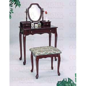   Makeup Vanity Table Set with Mirror in Stained Cherry