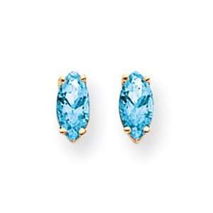  14k Blue Topaz Diamond marquis Stud Earrings West Coast 